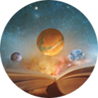 Planeten über dem Buch
